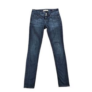 Vigoss Fit Skinny Jeans Womens Sz 1/2 - 26‎ LONG Low Rise Denim Medium Wash